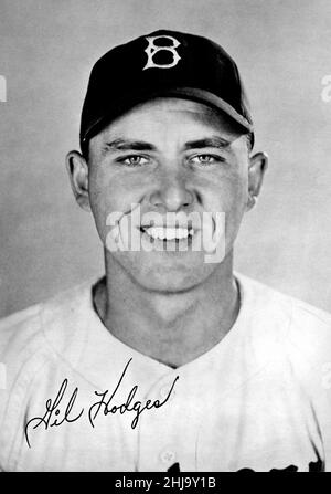 Vintage black and white photo of Gil Hodges with the Los Angeles Dodgers  circa 1958 when the team relocated from Brooklyn to L.A Stock Photo - Alamy