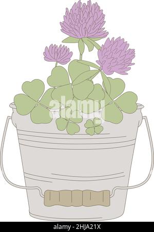 bucket shamrock flowers Stock Vector