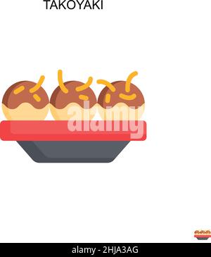 Takoyaki Simple vector icon. Illustration symbol design template for web mobile UI element. Stock Vector