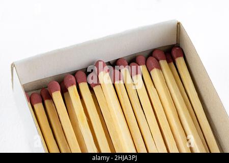 Match sticks in a box on a white background Stock Photo