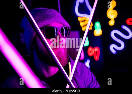 futuristic cyber neurology concept colorful background innovation in prosthetic Stock Photo