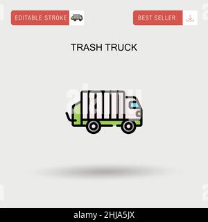 Trash truck Simple vector icon. Stock Vector