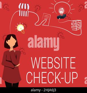 Conceptual caption Website Check Up. Business showcase an examination of a website to see if something is in order Woman Innovative Thinking Leading Stock Photo