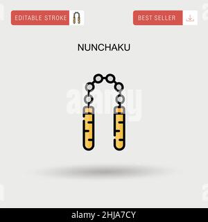 Nunchaku Simple vector icon. Stock Vector