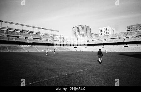 Behind the scenes at Real Madrid Football Club, Santiago Bernabeu Stadium, Madrid, Spain, 24th May 1964. Three days prior to European Cup Final v Inter Milan. Pictured, training session Stock Photo