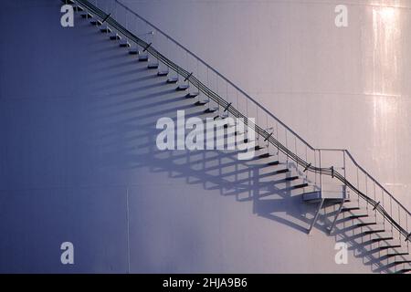 Liquefied natural gas storage tank (LNG) staircase Stock Photo
