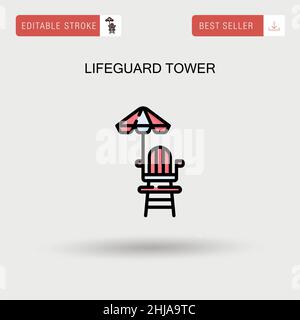 Lifeguard tower Simple vector icon. Stock Vector