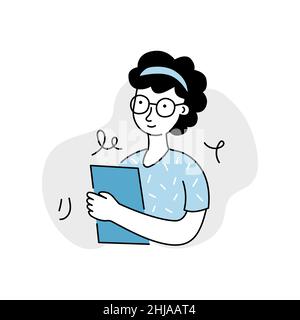 Doctor, nurse line icon, avatar. Doctor medicine character. Doodle line style vector illustration Stock Vector