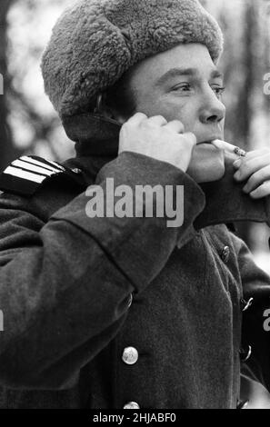 Albert Finney on the set of 'The Victors' at Shepperton Studios. Albert Finney is donating his salary to the actors orphanage. In the film he plays the part of a Russian soldier in Berlin and is going to learn Russian. 7th January 1963. Stock Photo