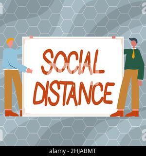Social Distance Level Sign displaying Social Distance. Word Written on degree of acceptance ...