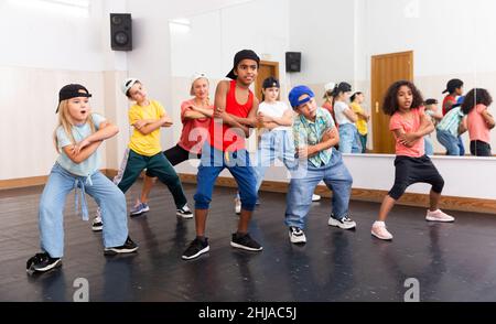 Children training hip hop movements in dance class Stock Photo - Alamy