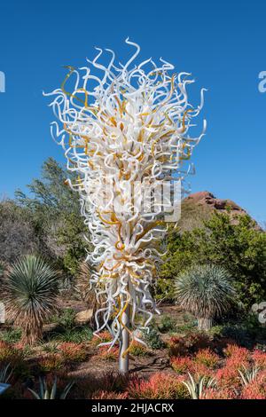 Chihuly In The Garden, Opal & Amber Tower, 2018 Stock Photo