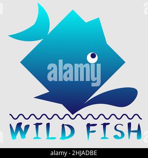 abstract minimal fish logo made of square and triangles 1 Stock Vector