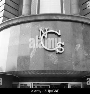 NCS Nottingham Co-Operative Society sign above the main doors to the Nottingham Co-Op department store  1st May 1963 Stock Photo