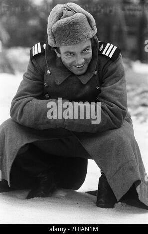 Albert Finney on the set of 'The Victors' at Shepperton Studios. Albert Finney is donating his salary to the actors orphanage. In the film he plays the part of a Russian soldier in Berlin and is going to learn Russian. 7th January 1963. Stock Photo