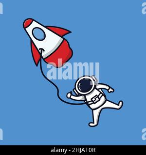 Vector illustration of astronauts hovering in space. flat design illustration Stock Vector