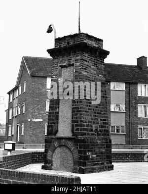 Kirkby, a town in the Metropolitan Borough of Knowsley, Merseyside, England. Our picture shows, old stone structure known as the Pigeon House and originally used as a dovecote (used to house doves) at the junction of Whitefield Drive with Ingoe Lane, 25th May 1962. Stock Photo