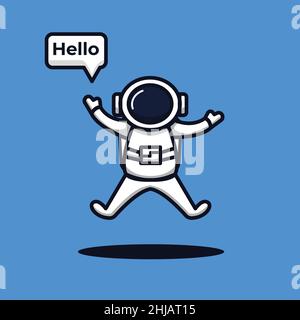 Vector illustration of astronaut saying hello. flat design illustration Stock Vector