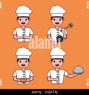 a set of chef characters with various styles, vector illustration Stock Vector