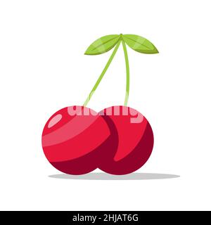 cartoon cherry fruit flat design. vector illustration Stock Vector