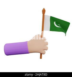 3d hand rendering with pakistan national day concept Stock Photo