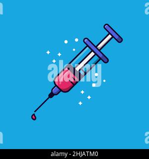 vector illustration of injection medical icon. flat design illustration Stock Vector