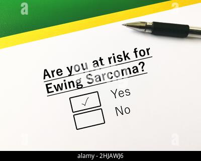 One person is answering question about cancer risk. He is at risk for Ewing sarcoma Stock Photo