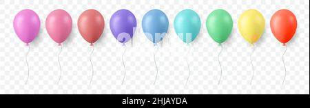 Balloon set isolated on transparent background. Stock Vector