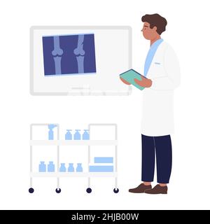 Male doctor with bones xray cartoon in black and white vector ...