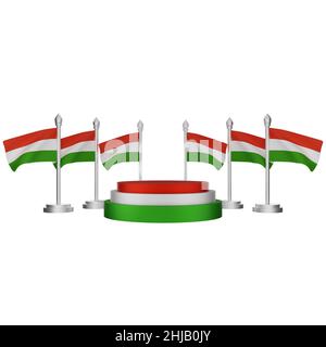 3d rendering of podium with hungary national day concept Stock Photo
