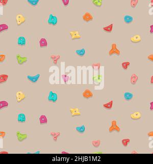 Holds for rock climbing on bouldering wall. Grips and pitches for extreme sport. Vector seamless pattern Stock Vector
