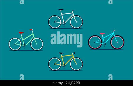 the four fix gear bicycle. flat colorful modern style. vector illustration eps10 Stock Vector