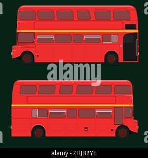 red double decker bus full roof top. london city.vector illustration eps10 Stock Vector