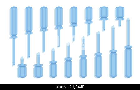set of screw driver blue tone vector illustration eps10 Stock Vector