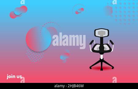 abstract colorful background. we hiring and new jobs team members. a chair for candidate. join us. vector illustration eps10 Stock Vector