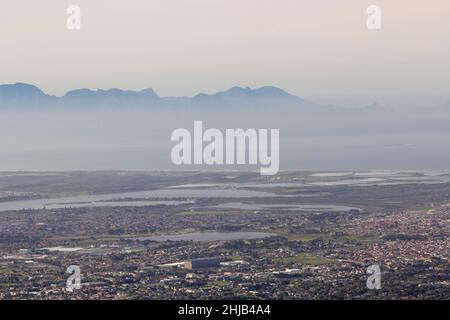 Cape Town as seen from the Constantia Nek on the Table Mountain, Western Cape, South Africa Stock Photo