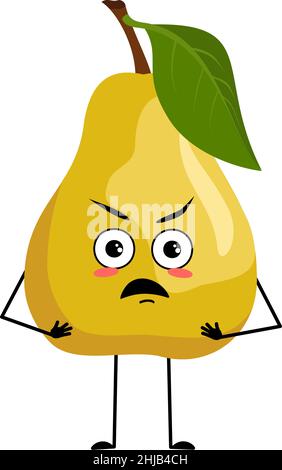 Angry face pear character cartoon Stock Vector Image & Art - Alamy