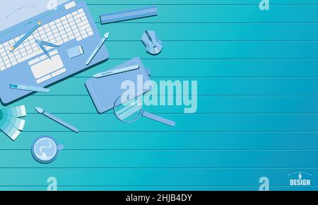 job hiring creative art design studio concept blue tone vector illustration eps10 Stock Vector