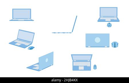 set of labtop notebook element. vector illustration eps10. Stock Vector