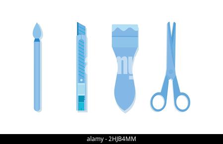 art equipment tools with paint cutter scissors vector illustration eps10 Stock Vector