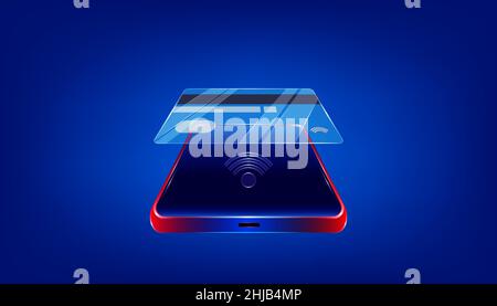 using glass nfc credit card via luxury smartphone  for your business marketing or buy what is you want. background style. vector illustration eps10 Stock Vector