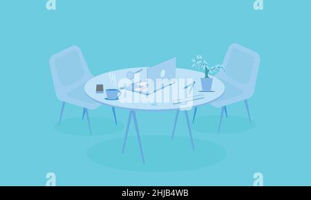 business marketing concept ideas infographic on circle table with tree coffee vector illustration eps10 Stock Vector