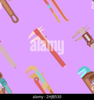 pattern seamless set of engineer tools with vernier caliper meter wrench. vector illustration eps10 Stock Vector