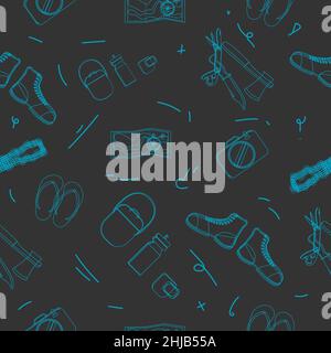 pattern seamless set of equipment lifewild. doodle  design style. vector illustration eps10 Stock Vector