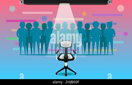 waiting for you. we are hiring and new jobs team members. a chair for candidate. join us. vector illustration eps10 Stock Vector