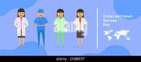 12 may. international nurses day. female doctor group standing on abstract background. vector illustration ep10 Stock Vector