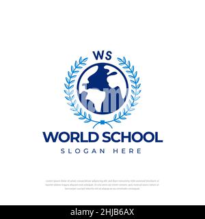 Creative circle design education world logo, symbol, rice icon, globe. design template Stock Vector