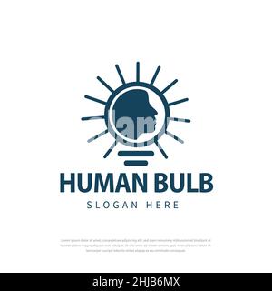 Creative logo Smart lamp icon human silhouette vector human head light bulb concept Stock Vector