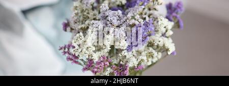 Beautiful colorful multicolored bouquet of statice flowers Stock Photo
