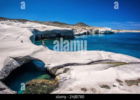 Sarakiniko beach at the island of Milos in Greece Stock Photo